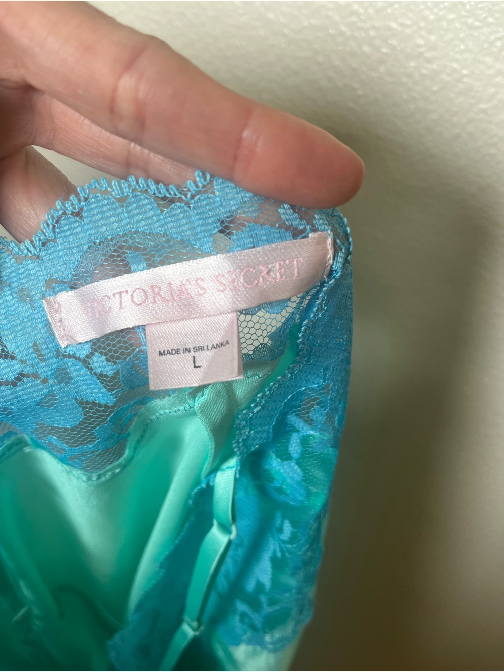 Victoria's Secret Turquoise Satin & Lace Chemise - Picture 5 of 5